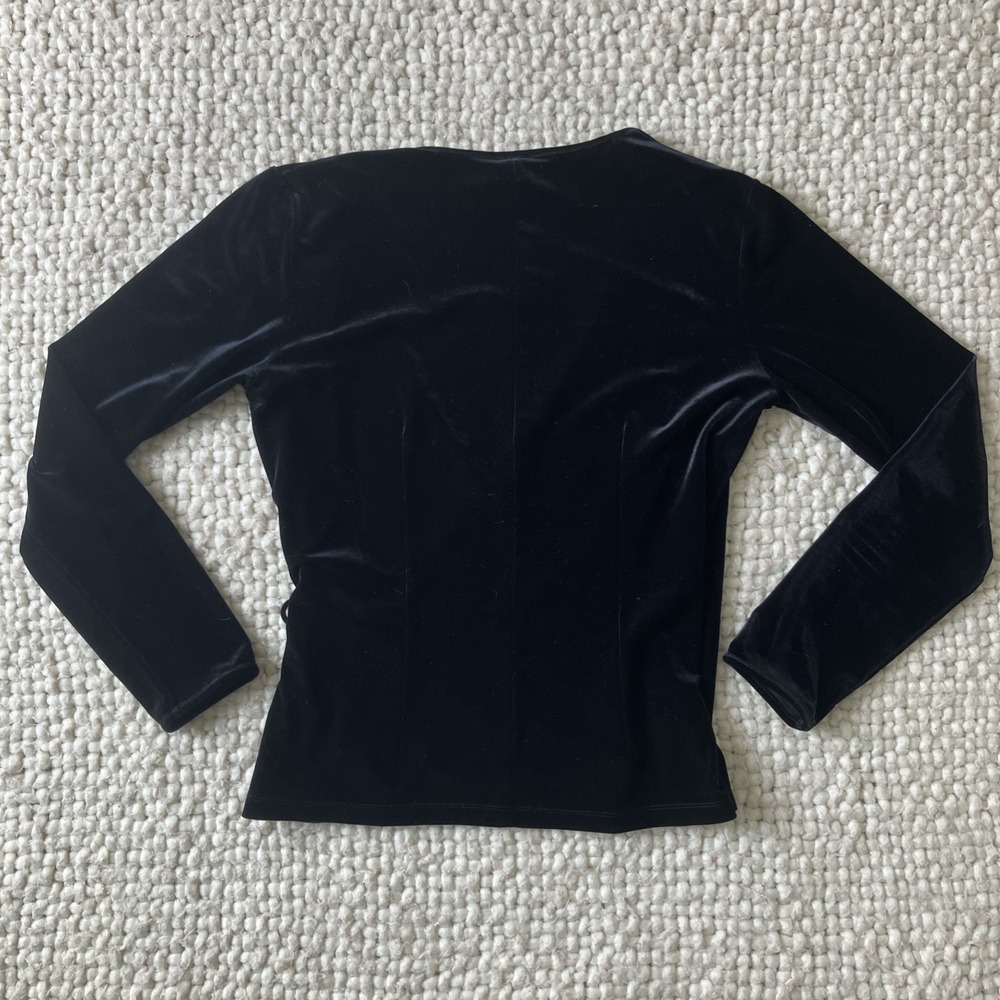 VTG Ann Taylor Black Velvet Wrap Cardigan Medium Whimsigoth 90's - Picture 5 of 10